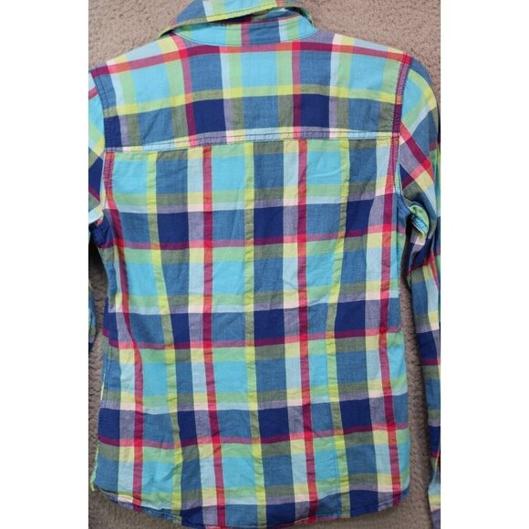Abercrombie & Fitch Long Sleeve Plaid Button Up Top-Size Small - Picture 9 of 10